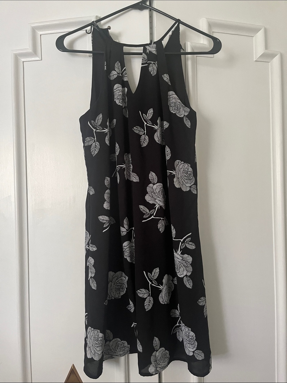 Candie's Black Mini Dress with White Floral Print
